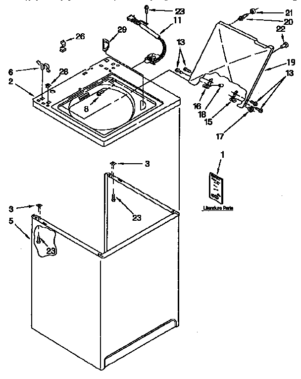 Kenmore 11092582110 top and cabinet diagram