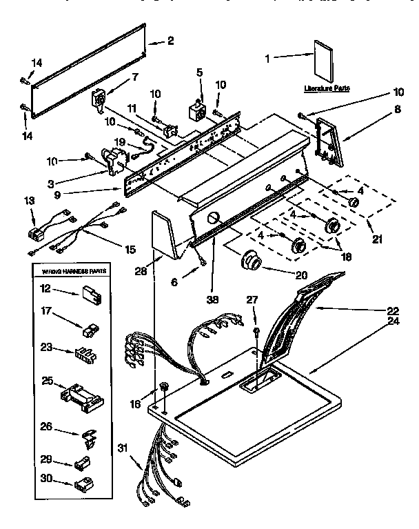 Kenmore 11097581120 top and console diagram