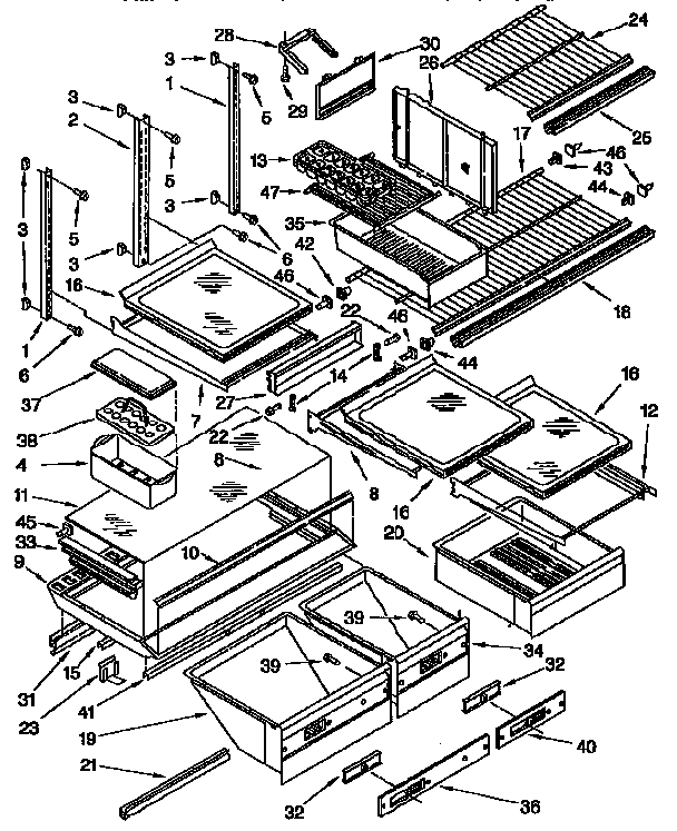 Whirlpool ET25DKXBB01 shelf diagram