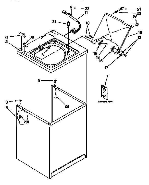 Kenmore 11091566200 top and cabinet diagram