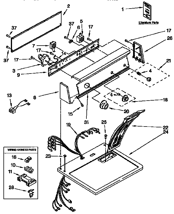 Kenmore 11096565110 top and console diagram