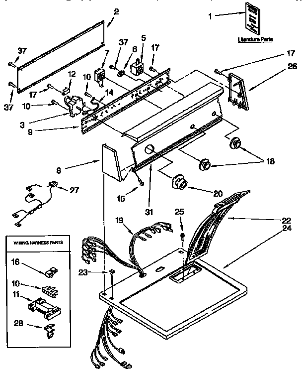 Kenmore 11096566400 top and console diagram