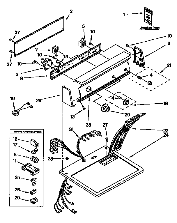 Kenmore 11097565210 top and console diagram