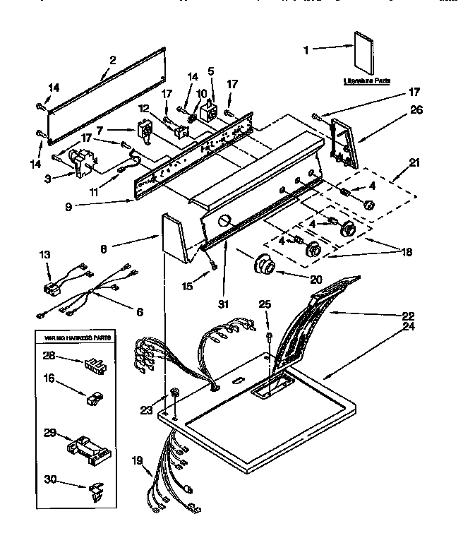 Kenmore 11096585120 top and console diagram