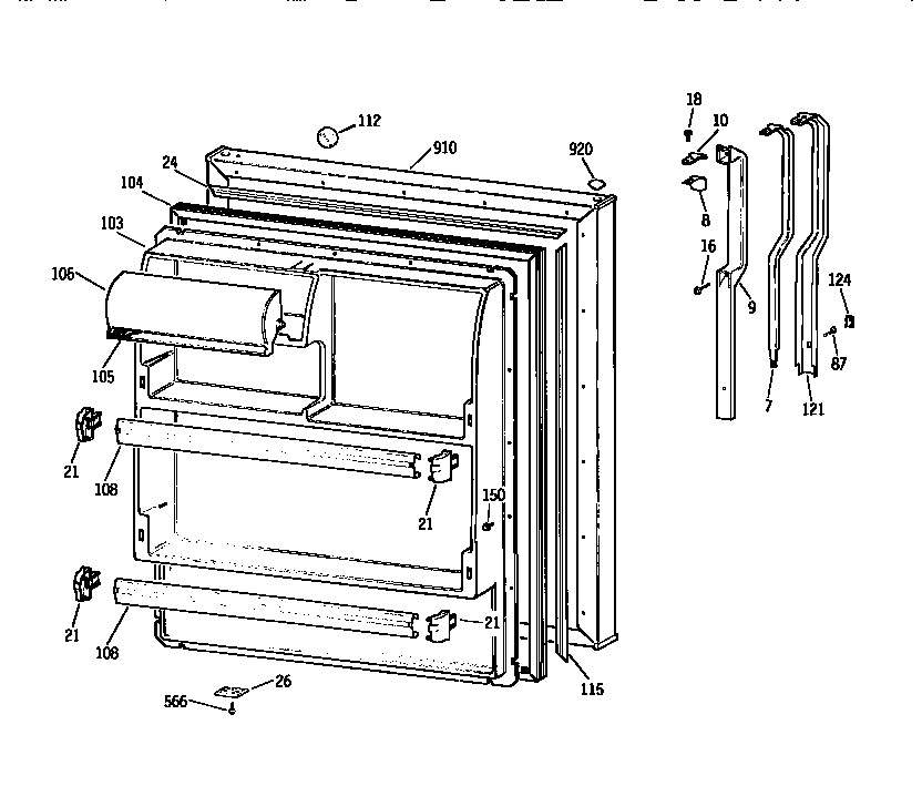 Kenmore 3639644214 fresh food door diagram