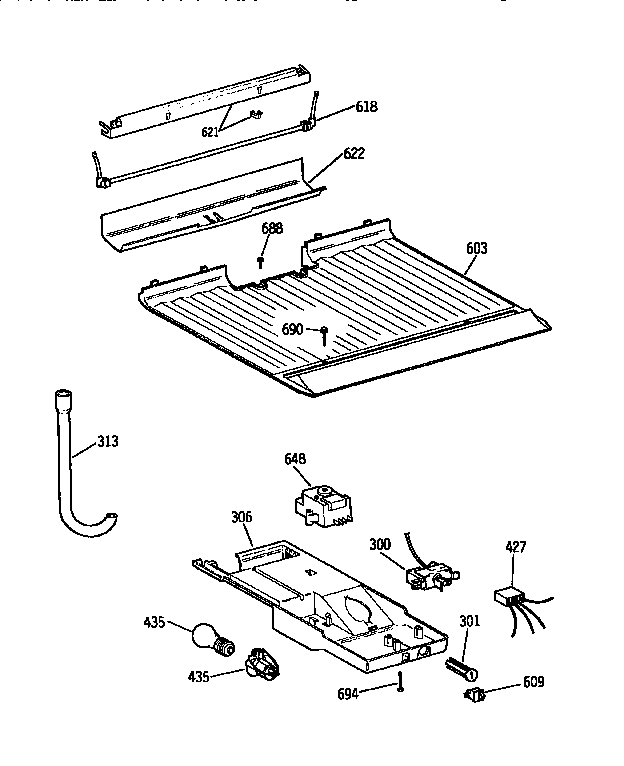 Kenmore 3639644214 freezer floor and control diagram