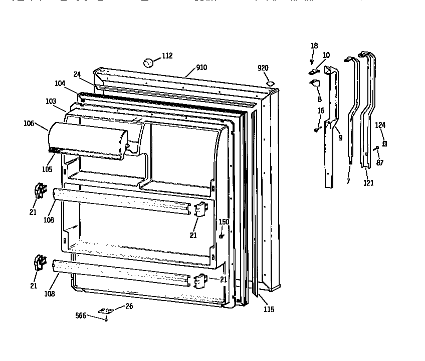 Kenmore 3639684215 fresh food door diagram