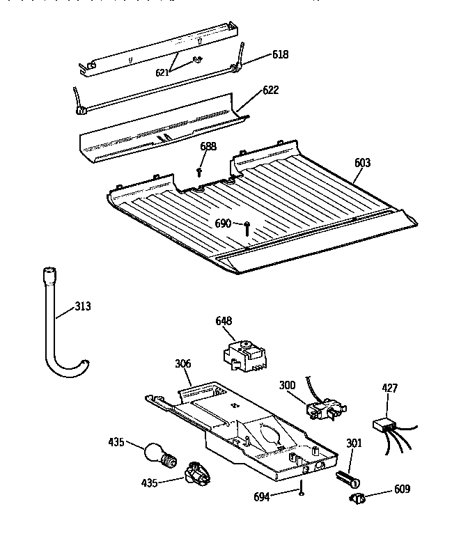 Kenmore 3639684215 freezer floor and control diagram