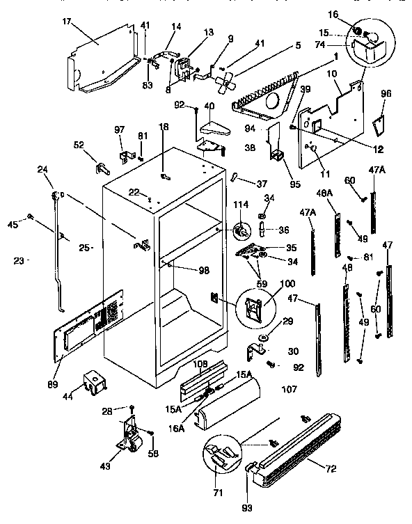 Frigidaire FRT22RHAD1 cabinet parts diagram
