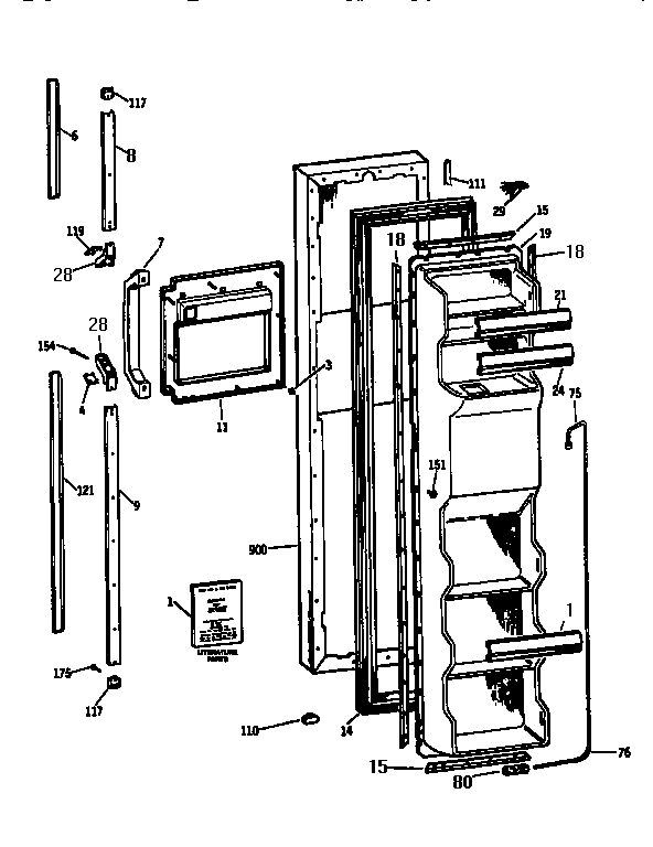 Kenmore 3639534721 freezer door diagram