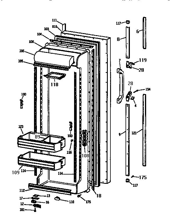 Kenmore 3639534721 fresh food door diagram