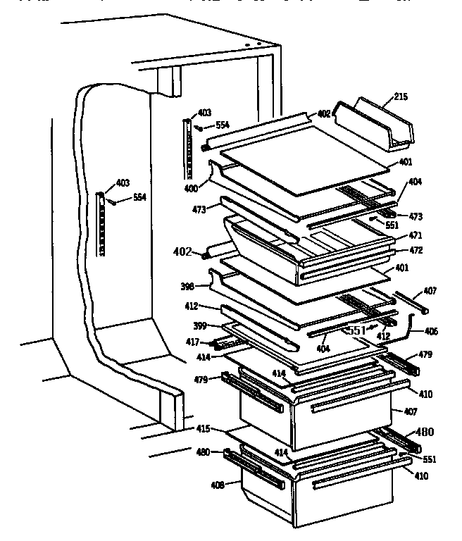 Kenmore 3639534721 fresh food section diagram