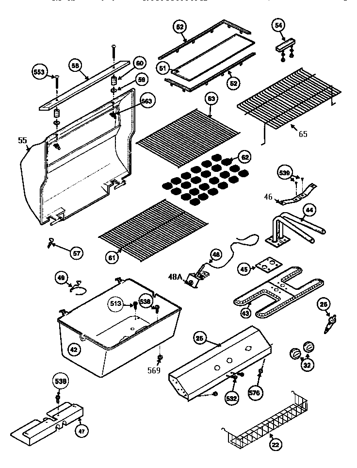 Kenmore 920154550 grill and burner section diagram