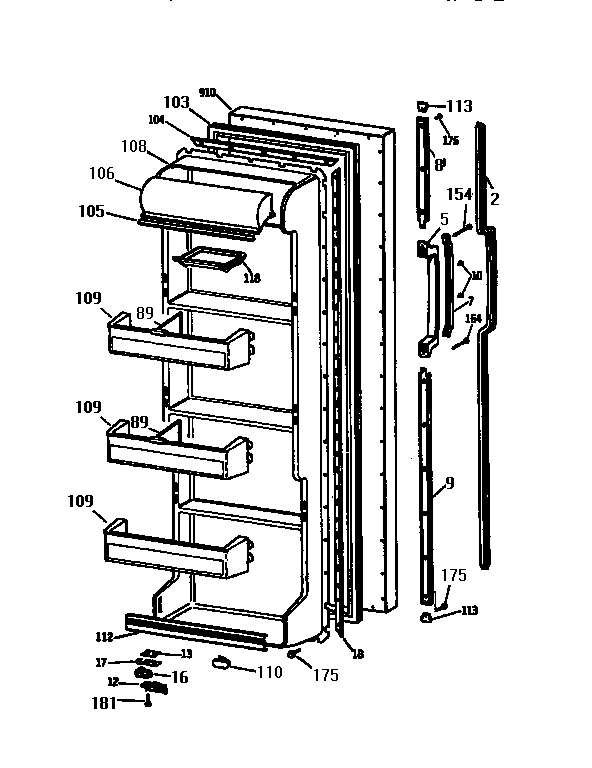 Kenmore 3639530781 fresh food door diagram