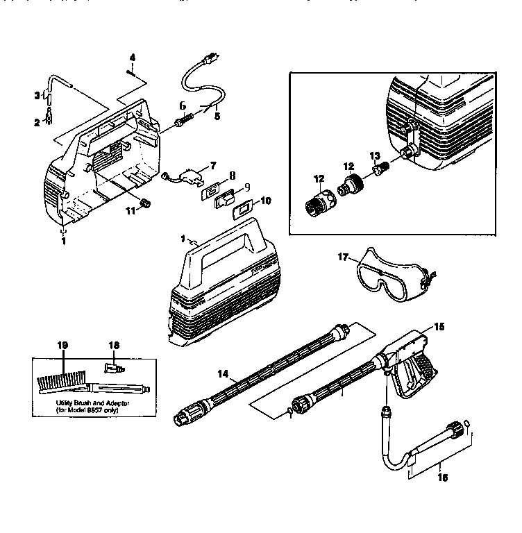 Craftsman 75171 attachments, cover and switches diagram