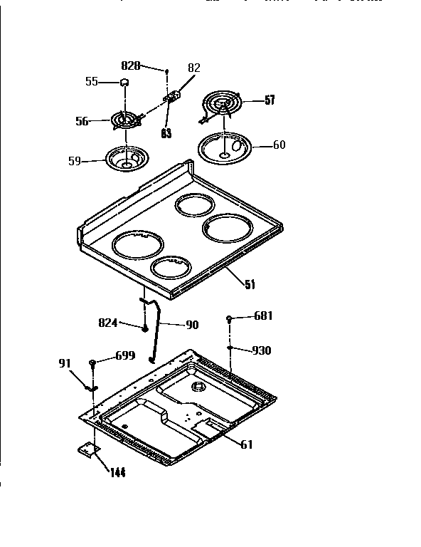 Kenmore 91193351590 main top section diagram