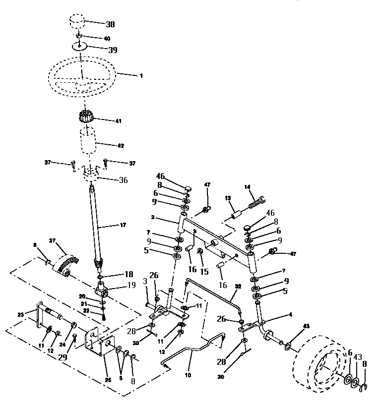 Craftsman 917252521 steering assembly diagram