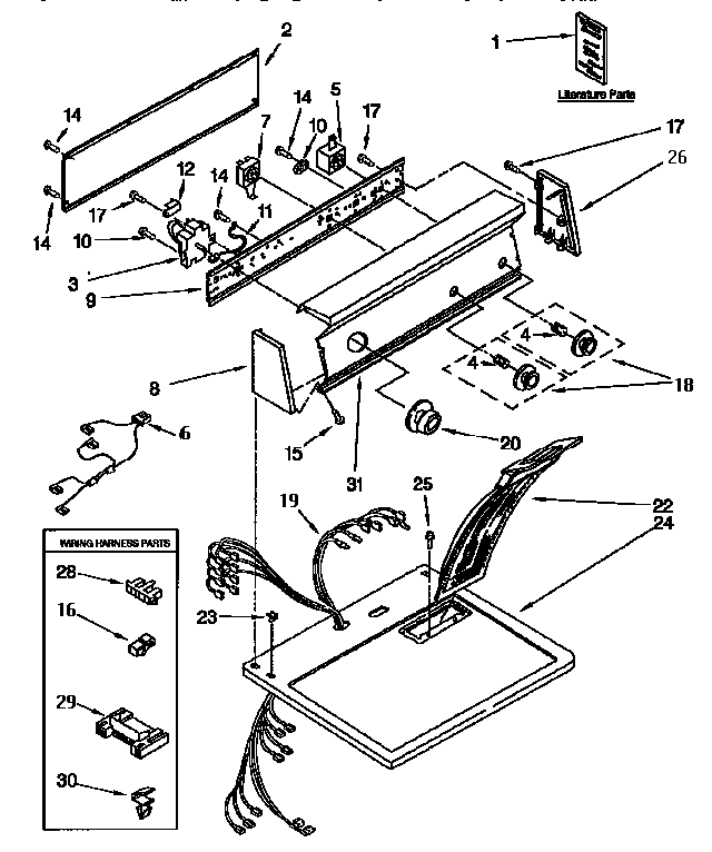 Kenmore 11096575200 top and console diagram