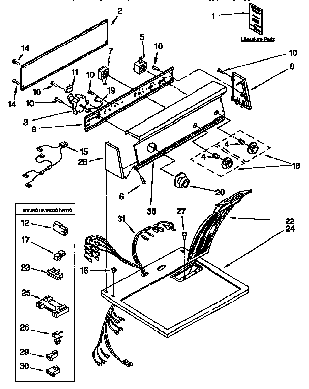 Kenmore 11097575100 top and console diagram