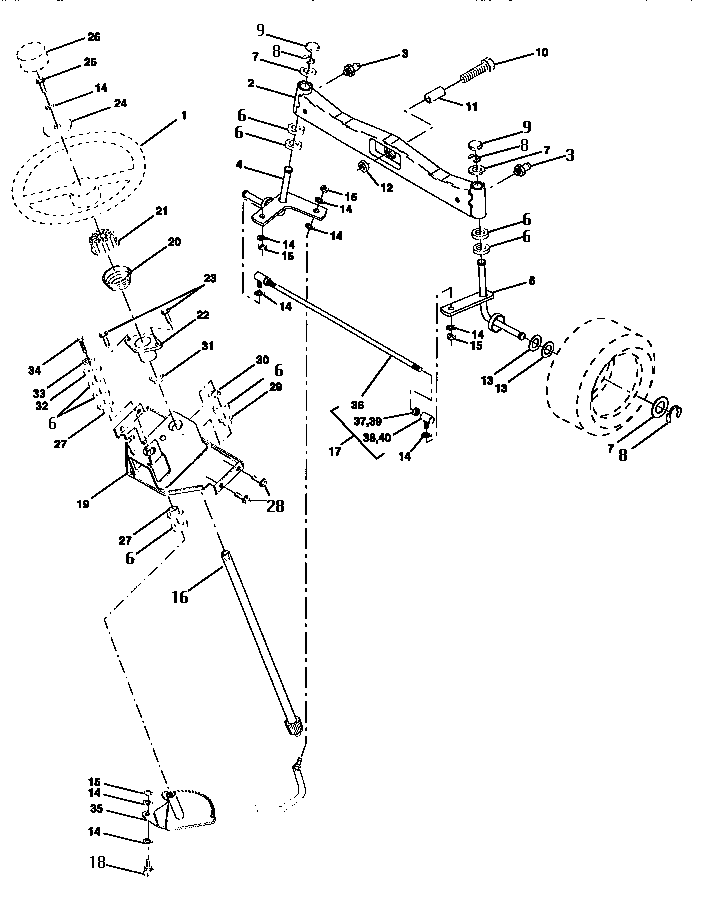 Craftsman 917250490 steering assembly diagram