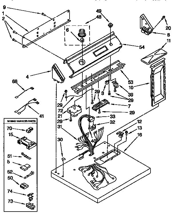Whirlpool LGC6848AN2 top and console diagram