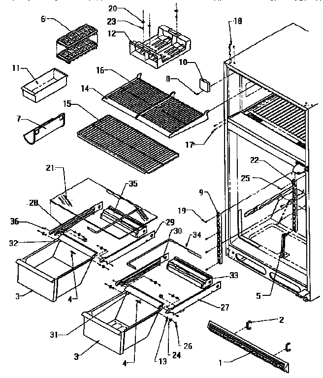 Amana TX18R-P1158412W cabinet shelving diagram