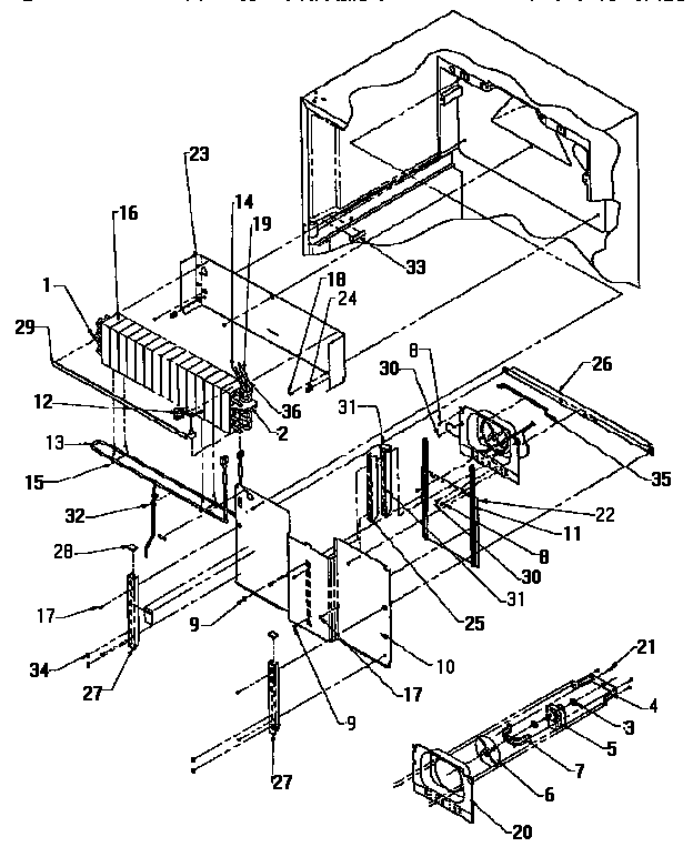 Amana TX18R-P1158412W evaporator area diagram