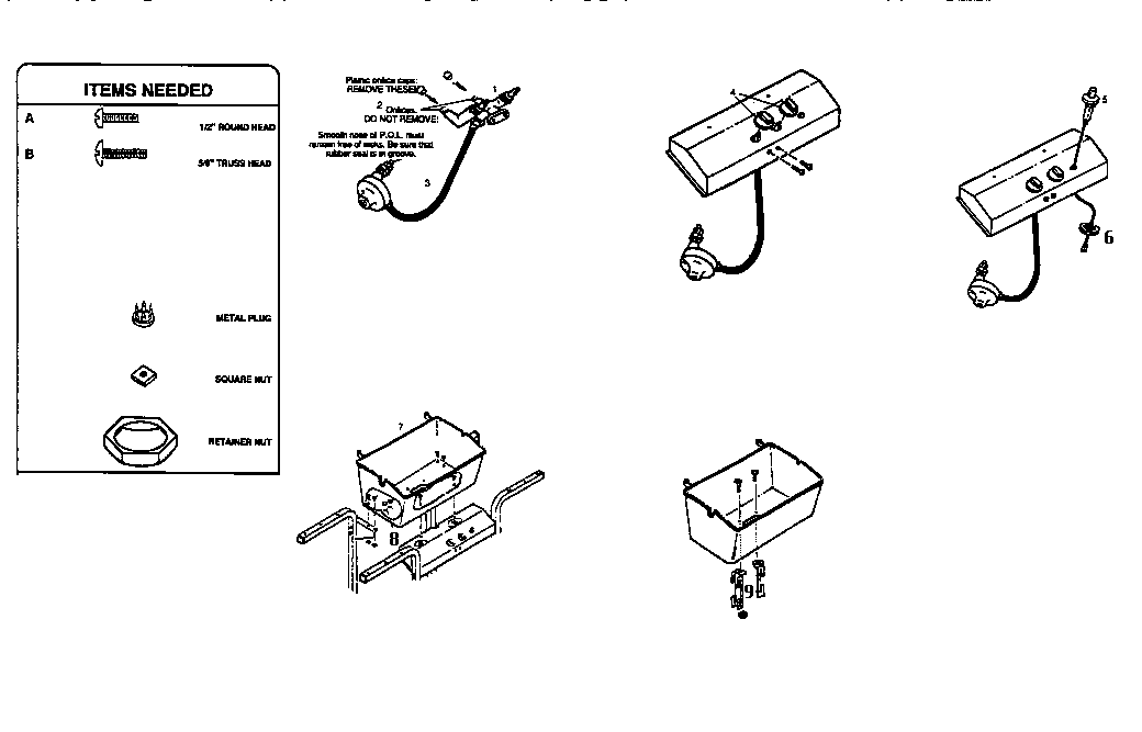 Kenmore 92010191 control panel, grill bottom installation diagram