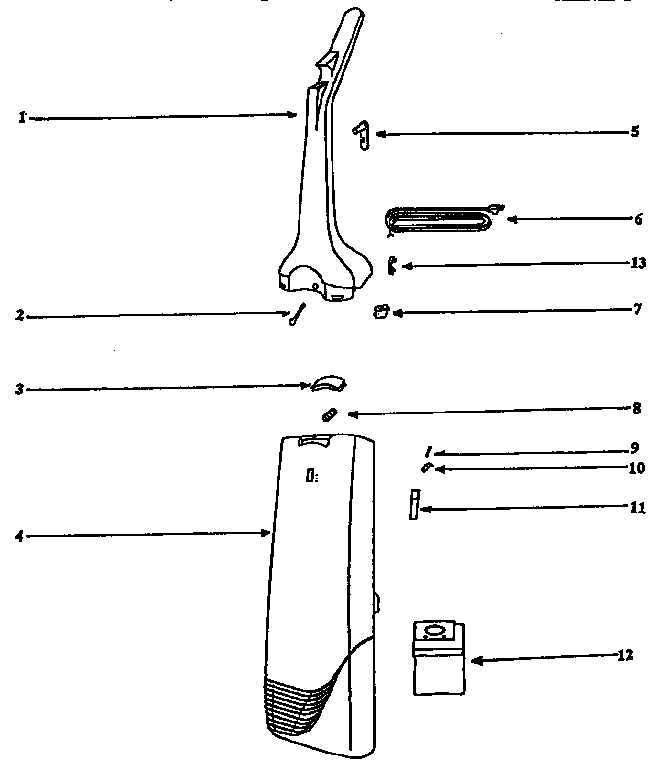 Eureka 6435AT handle and bag housing diagram