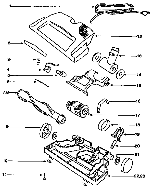 Eureka 6975A nozzle and motor assembly diagram