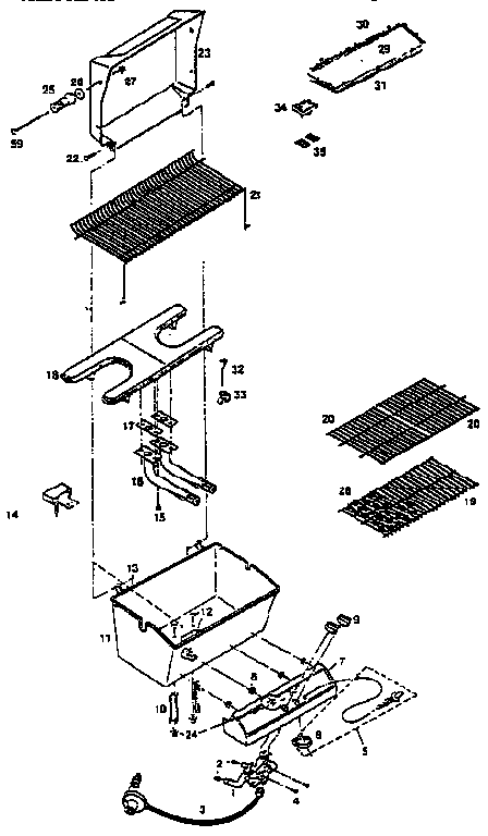 Kenmore 920106632 grill and burner section diagram