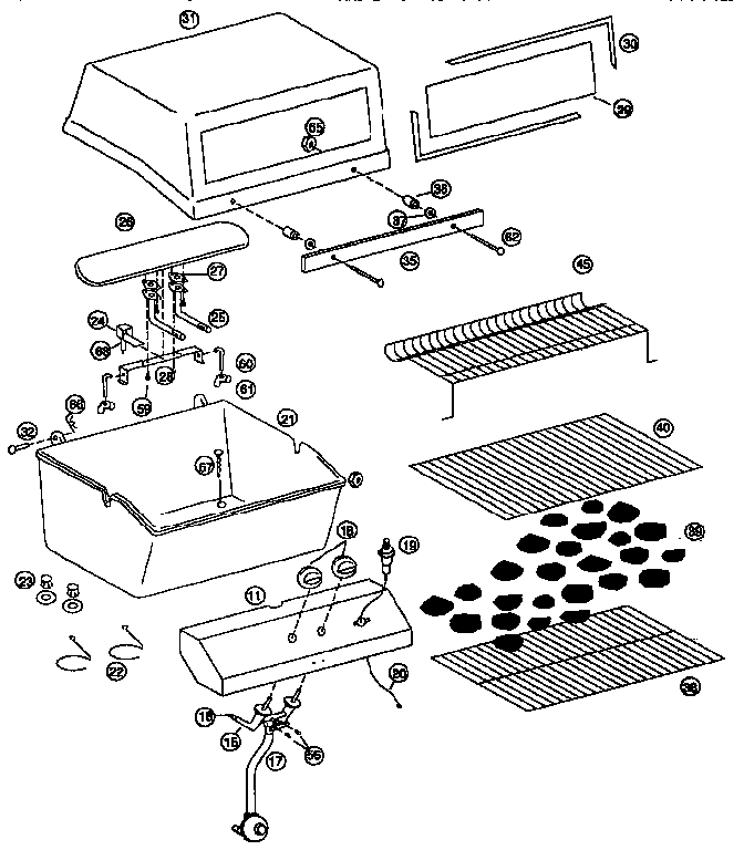 Kenmore 92010592 grill and burner section diagram