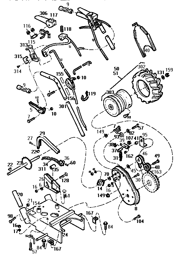 Troybilt 34034(340340200101-340340299999) handle assembly diagram
