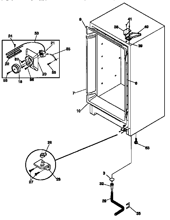 Kenmore 2539252210 cabinet/control/shelves diagram
