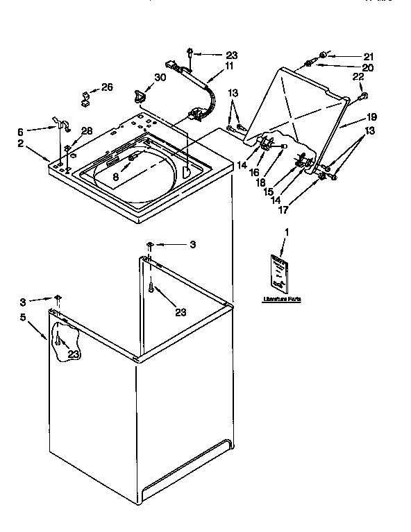 Kenmore 11092588210 top and cabinet diagram