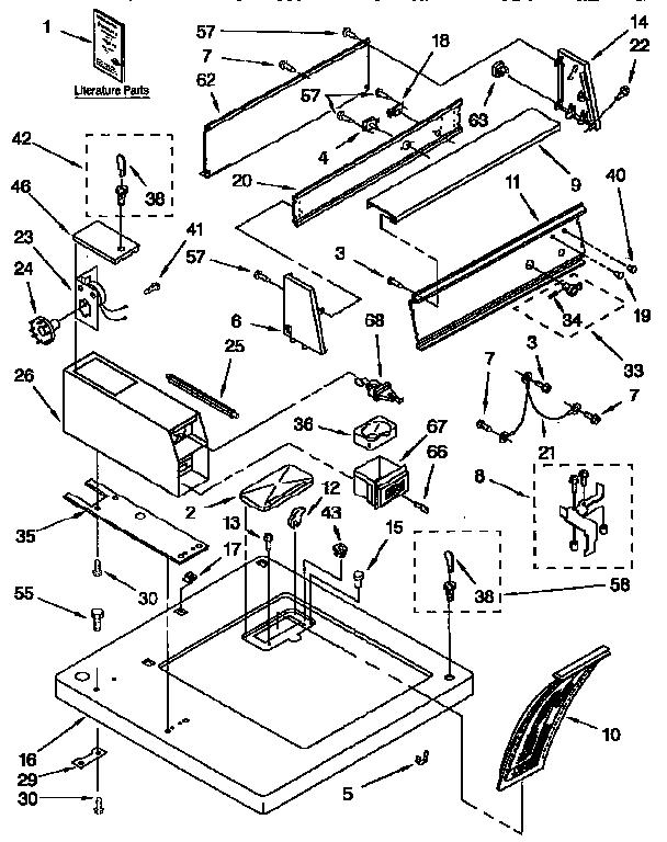 Kenmore 11087407850 top and console diagram