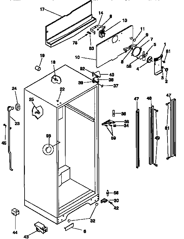 Kenmore 2539348720 cabinet parts diagram
