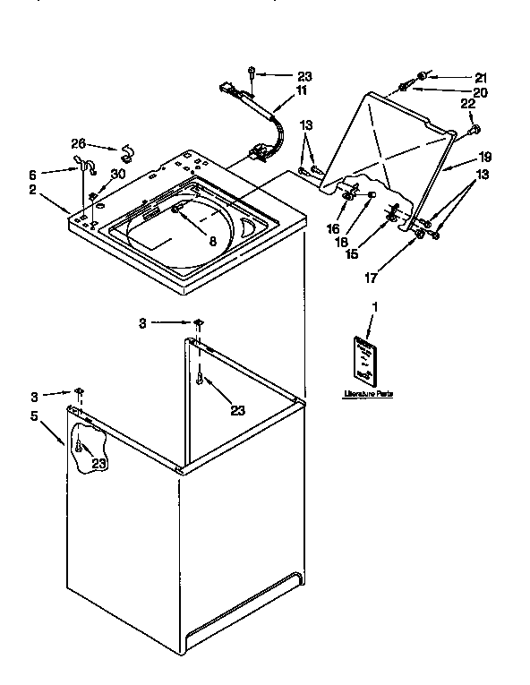 Kenmore 11091521210 top & cabinet diagram