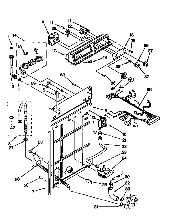 Kenmore 11091521210 control & rear panel diagram