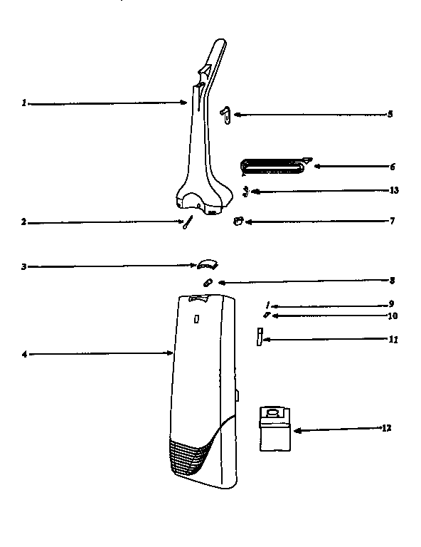 Eureka 6425AT handle and bag housing diagram