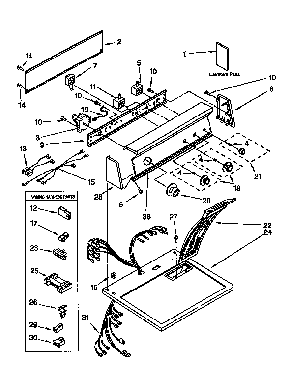 Kenmore 11097585400 top & console diagram