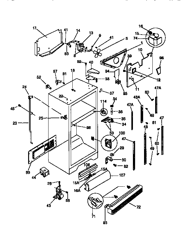 Frigidaire FRT22THAY2 cabinet parts diagram