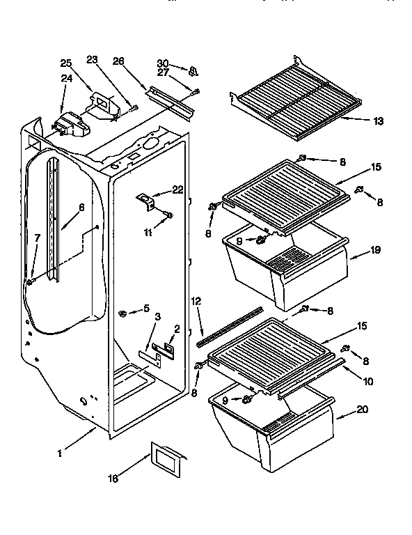 Kenmore 1069450210 refrigerator liner diagram