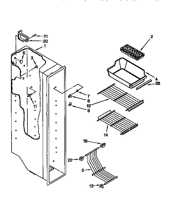 Kenmore 1069450210 freezer liner diagram