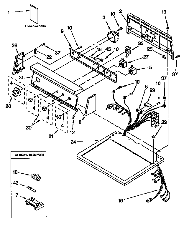Kenmore 11096590130 top and console parts diagram