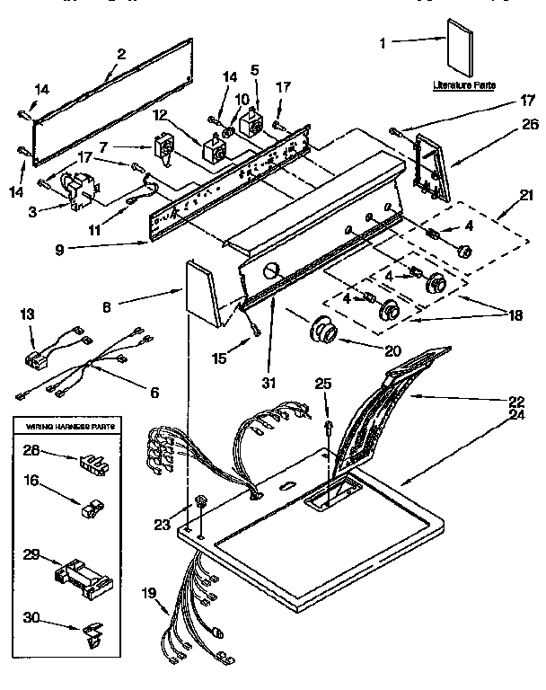 Kenmore 11096585400 top and console diagram
