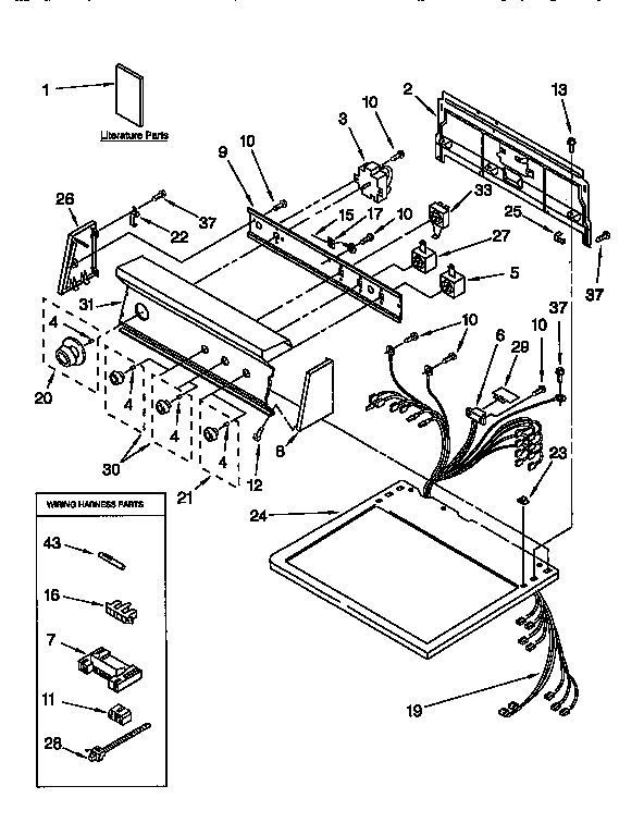 Kenmore 11096584840 top & console diagram