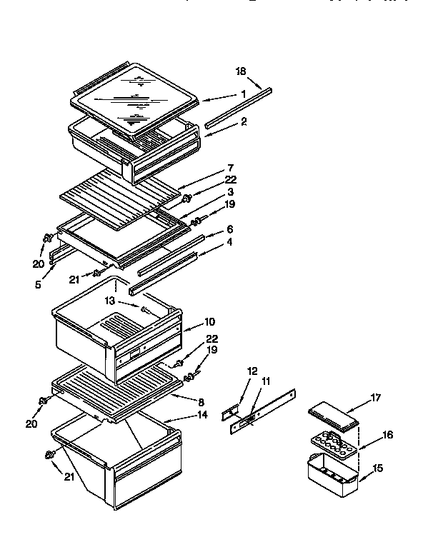 Whirlpool ED27DQXBW02 refrigerator shelf diagram