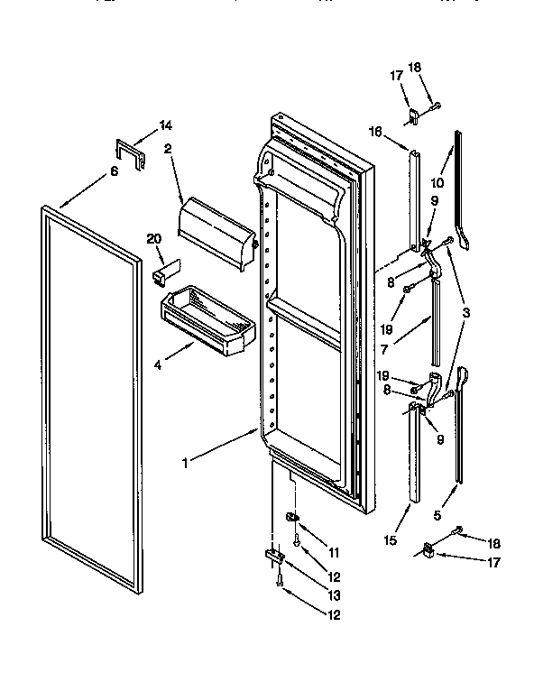 Whirlpool ED27DQXBW02 refrigerator door diagram