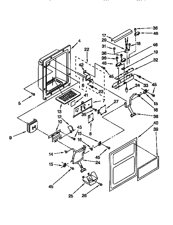 Whirlpool ED27DQXBW02 dispenser front diagram
